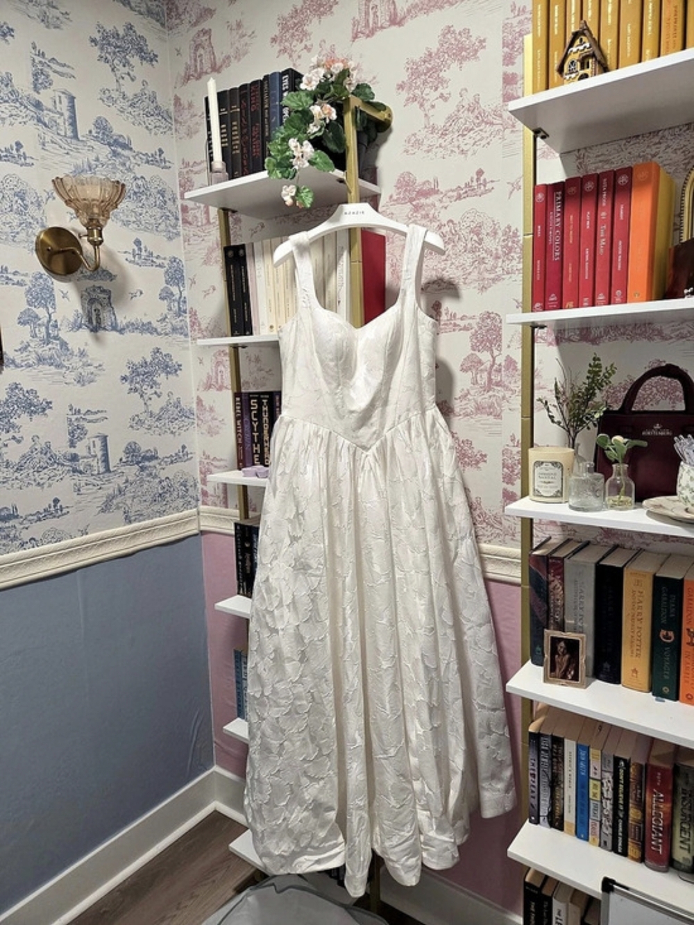 Azazie Verina Floral Jacquard Dress White Maxi Dress